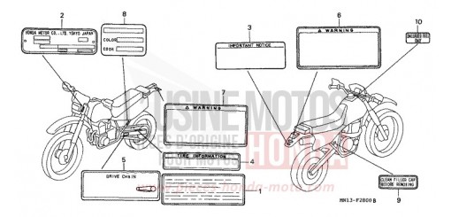 ETICHETTA DI AVVERTIMENTO XR600RV di 1997